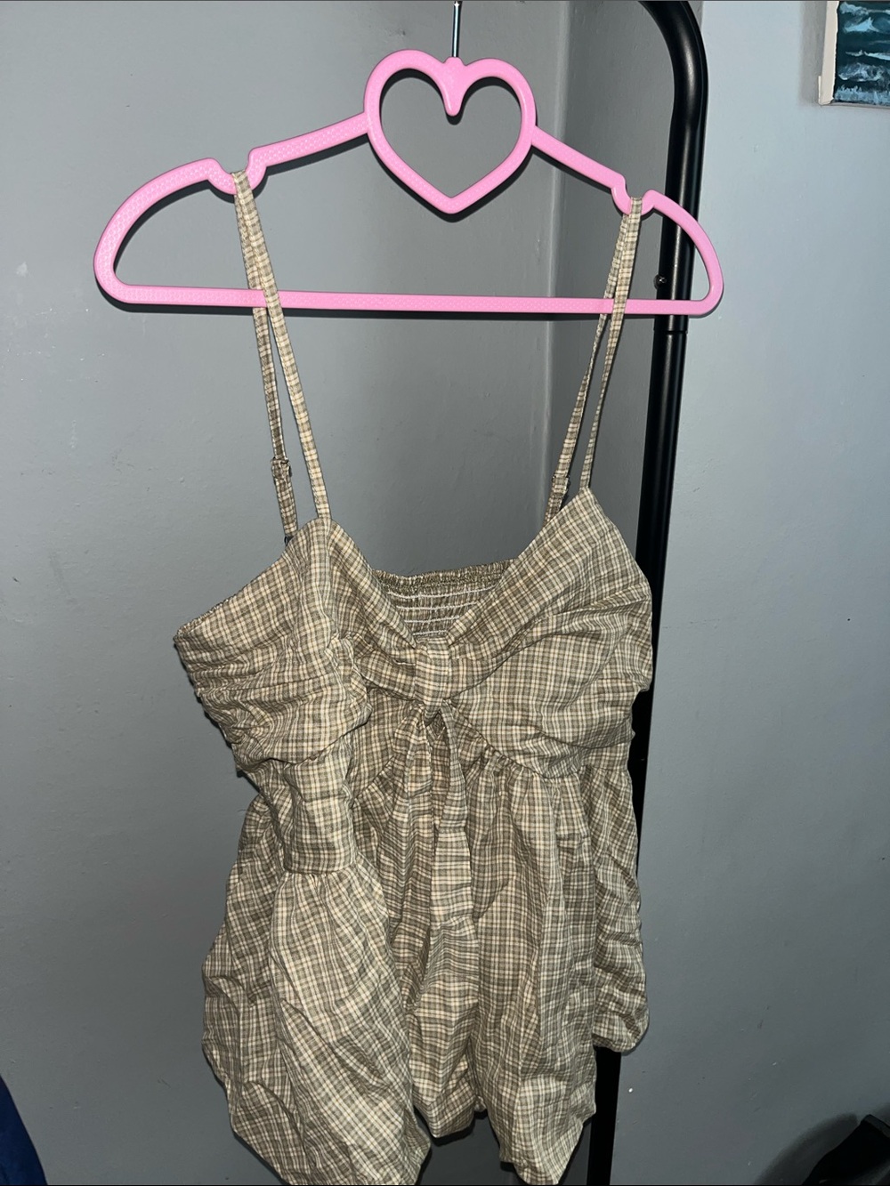 Plaid Tie-Front Sleeveless Top in Olive/Beige summer curvy plus size very 2000’s